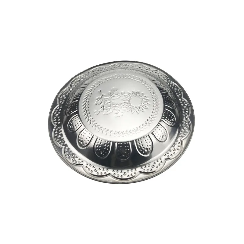 Luxury Stainless Dinner Plates Big Sizes Kitchen Rolls Round Metal Serving Tray Stainless Steel Dining Plate