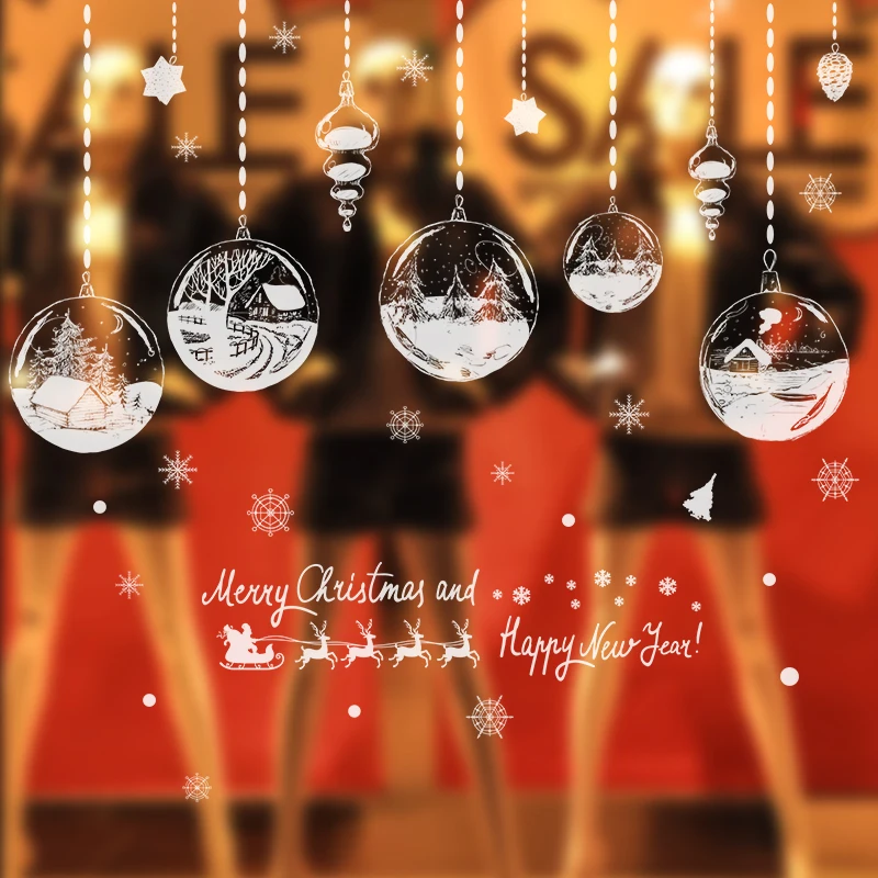 
YIYAO Christmas Clings Window Stickers Art DIY Tree Snowflake Wall Decal 
