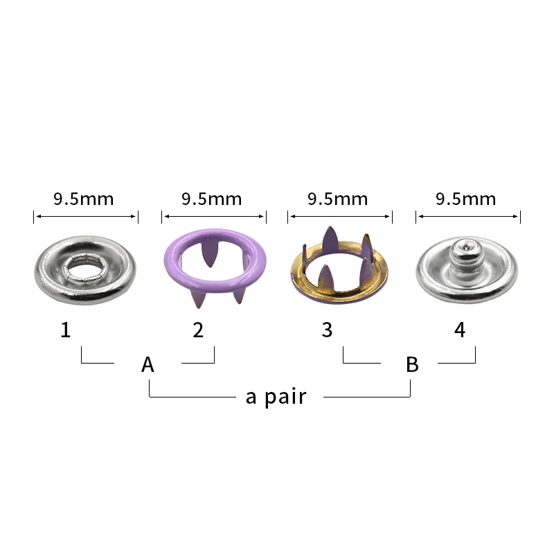 
garments accessories colored brass ring Prong Snap Fastener Button 