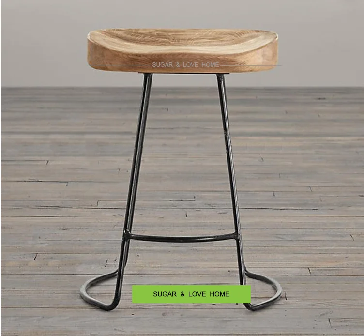 Industrial Loft Style Solid Wood Bar Stool In Stock