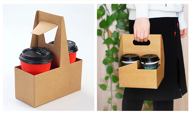 Custom Wholesale Convenient Cardboard Coffee cup Carrier Paper Box