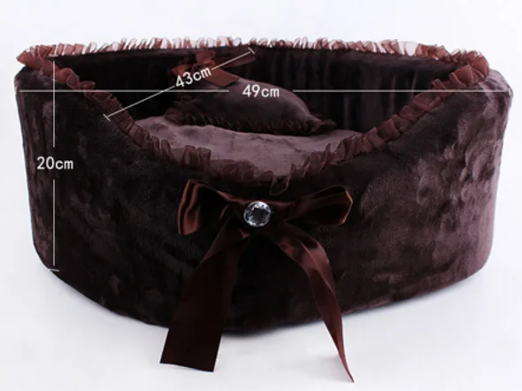 Luxury Princess Pet Dog Bed PP Cotton Padded Dog House With Pillow Lace Bow Dog Kennel camas para perros