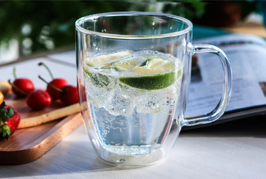 250/350/450ml double wall borosilicate glass coffee mug