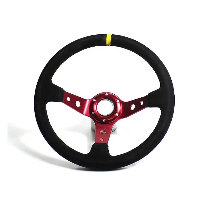Mparts 13 Inch Rally Car Steering Wheel with Red Blue Black Silver Spoke