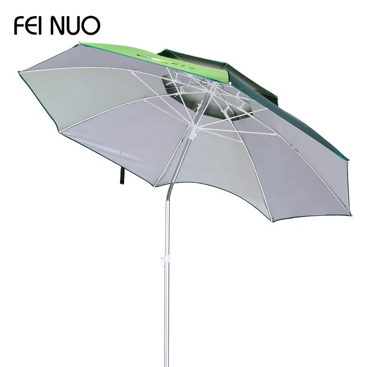 Большой двухслойный зонтик с защитой от УФ-лучей для рыбалки и пляжа с принтом логотипа