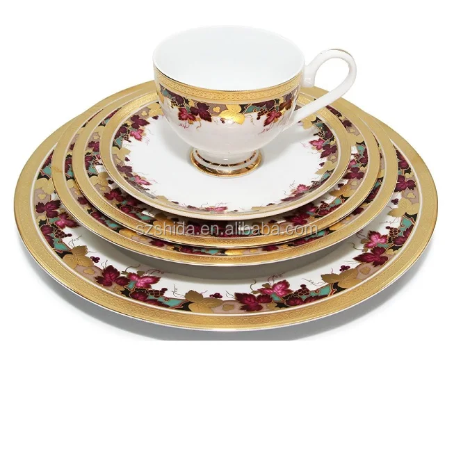 Spain Porcelain Dinner set 30pcs germany dinner set porcelain/cermaic dinner ware set  with gold design