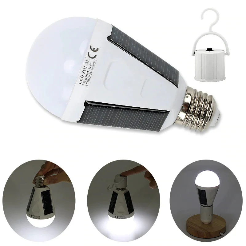 Portable Lantern Solar LED Bulb lamp E27 110V 220V Rechargeable Sensor Charge Outdoor Night Emergency Camping Tent Solar Lamp