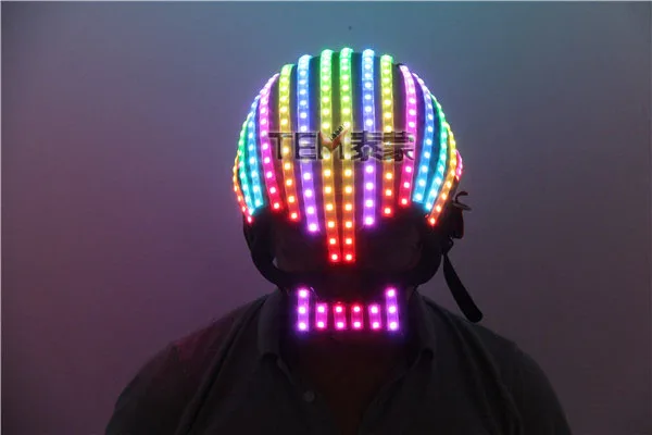 LED helmet Full color luminous LED helmet with Multiple effects Glowing Party DJ Robot Mask business accessories