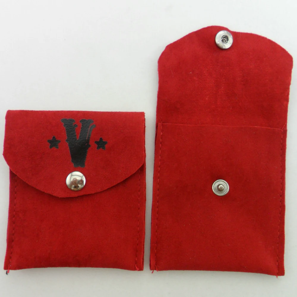 Custom Button Red Black Jewellery Packing Suede Velvet Gift Drawstring Packaging Bag Jewelry Pouch