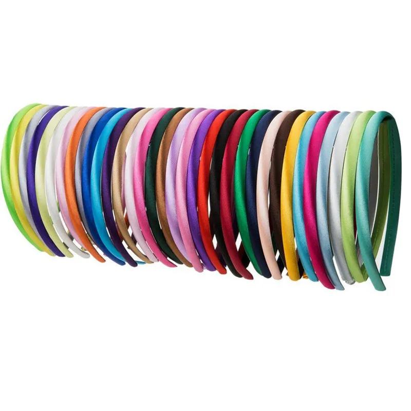 Wiipu 10 mm Baby Girl Satin Headbands Ribbon Covered 36 cm Perimeter ond bag 50pcs/lot
