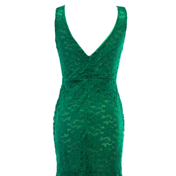 Fashionable design korean lace bridesmaid sleeveless V-neck Sexy evening party dress