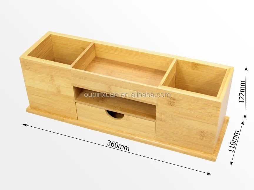 
new design Bamboo Desk Organiser With Drawer bamboo storage box with pen holder 