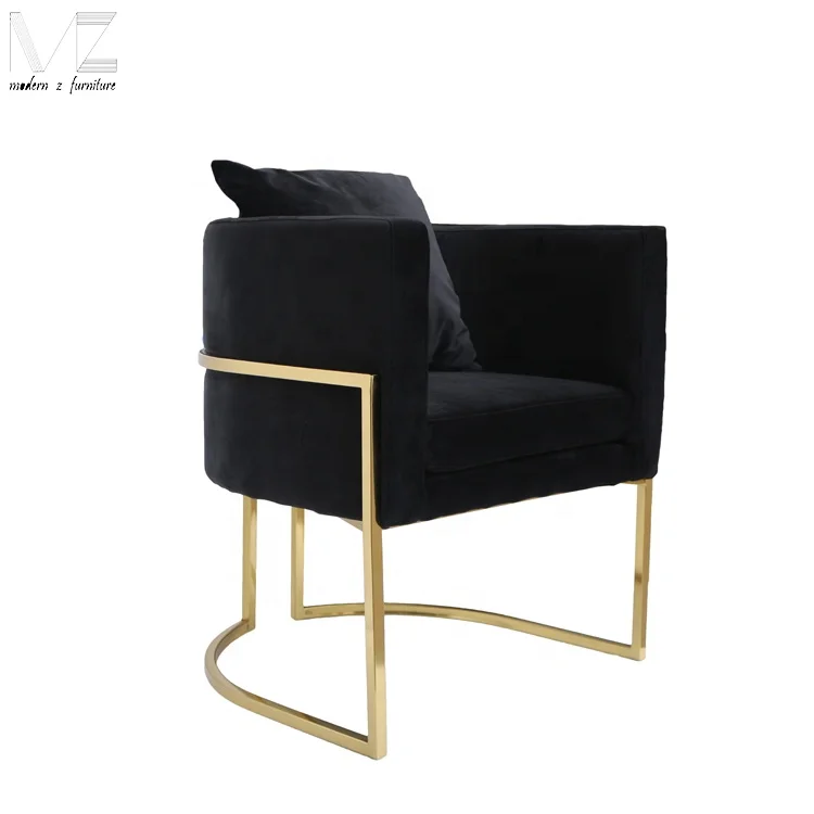 Modern Living Room Furniture Velvet Fabric Wholesale Hotel Chair Luxury Style Leisure Lounge Chair with Stainless Steel Legs