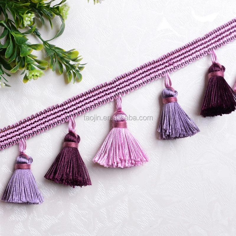 stock goods tassel and beaded fringe for curtain decoration