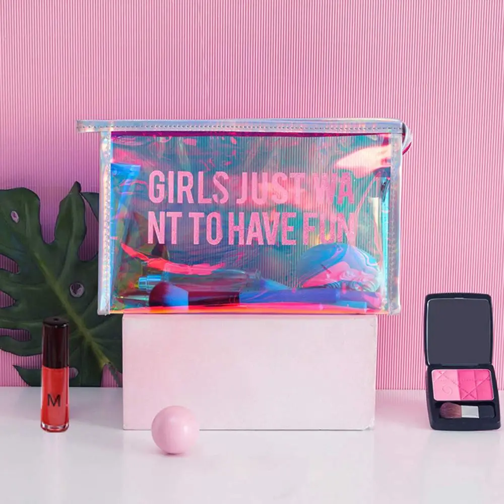 customize new fashion hologram cosmetic PVC bag holographic makeup bag Ladies Makeup Bag
