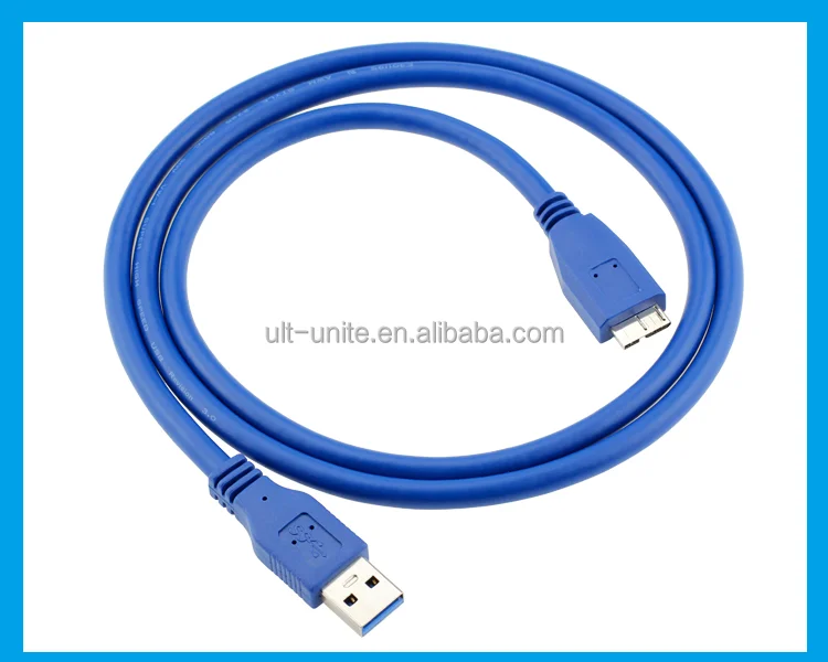 USB3.0 Male to MicroB Male Cable Blue OD=6.0mm L=3.0m