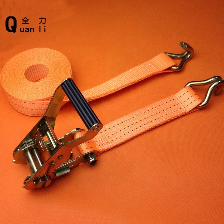38mm 3Ton Heavy duty plastic handle Ratchet Tie Down Strap with double J hooks