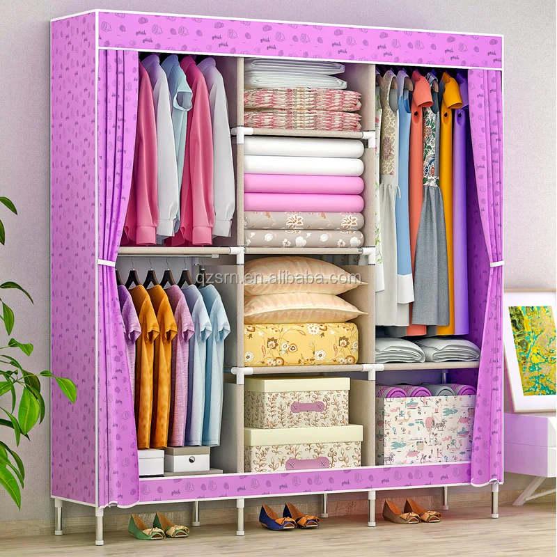 Modern Design Ropero Bedroom Furniture Double Color Wardrobe Design Godrej Steel Almirah Fabric Clothes Wardrobe