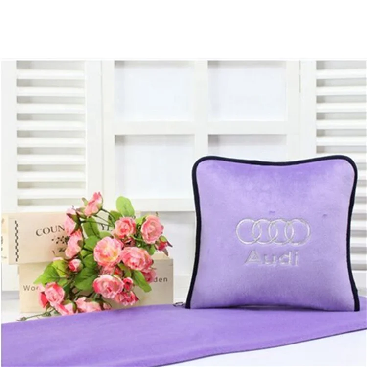 Logo customize polyester fleece polar flannel coral foldable blanket pillow 2 in 1