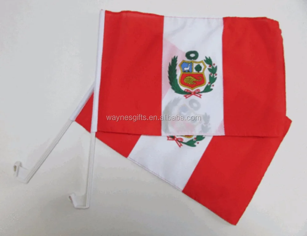 Пользовательский Peru 30*45 см 12*18 дюймов полиэстер напечатанный 100% полиэстер флаг автомобиля