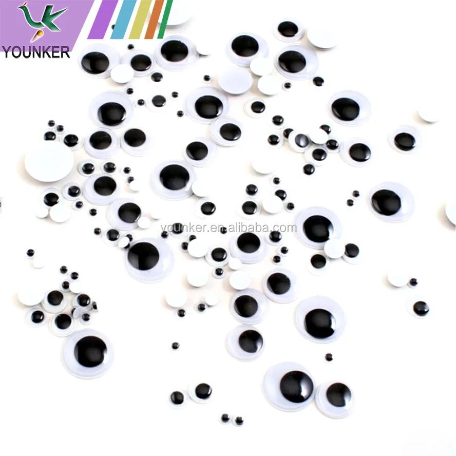 Wholesale black and white plastic wiggle eyes moving doll google eyes