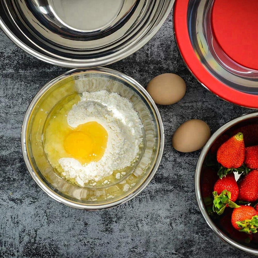 New design Nordic kitchenware grater metal bowl / deep stainless steel mixing bowls with lids set