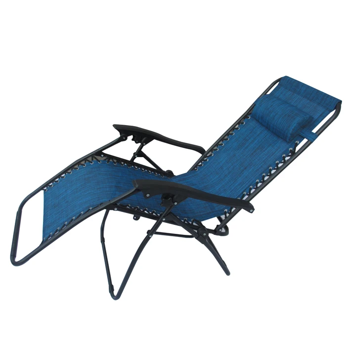 Double Color Mesh Zero Gravity Outdoor Lounge Chairs Adjustable Folding Reclining Chairs Grey Steel