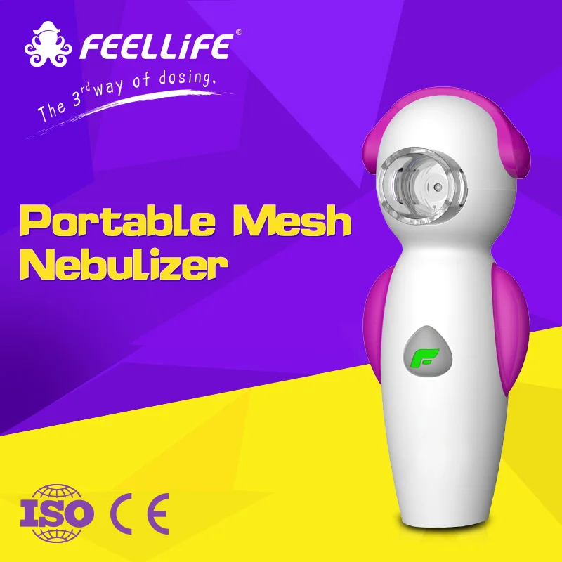 ultrasonic nebulizer Feellife home health care medical mesh nebulizer Baby cartoon design music LED breating lights OTC product
