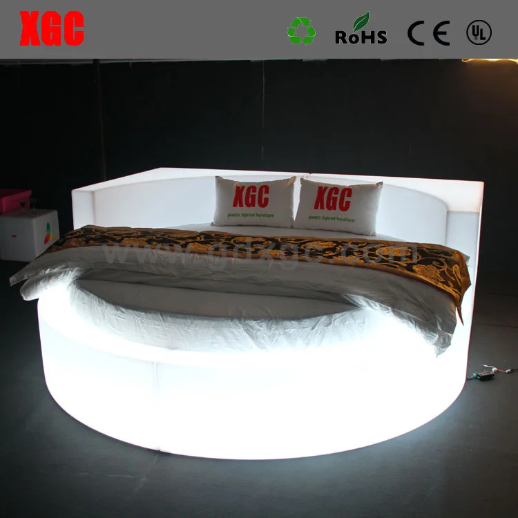 LED lighted plastic beautiful round bed king size new model bed LED special open-air film bed