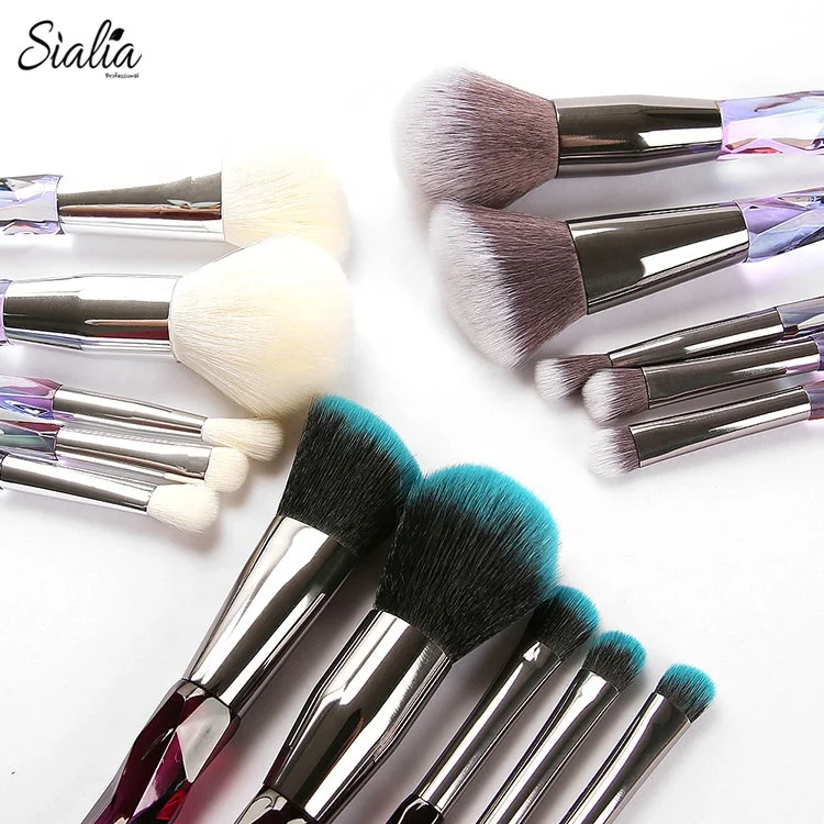 Sialia Wholesale Private Label 5 Pcs Glitter Crystal Handle Makeup Brush Set High Quality Make Up Brushes Kit
