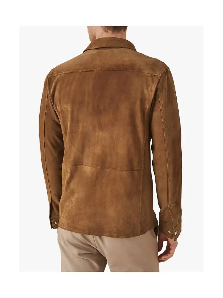 Big mens jacket Wholesale Spring Autumn Casual Solid old fashioned buttons down faux suede jacket  for tall men