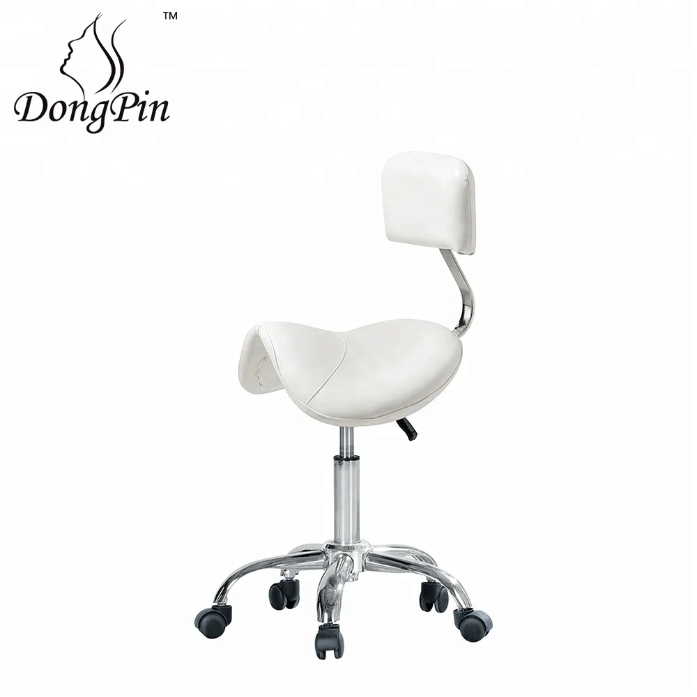 Adjustable Saddle Chair Stool with Back Support Ergonomic Rolling Seat with Wheels