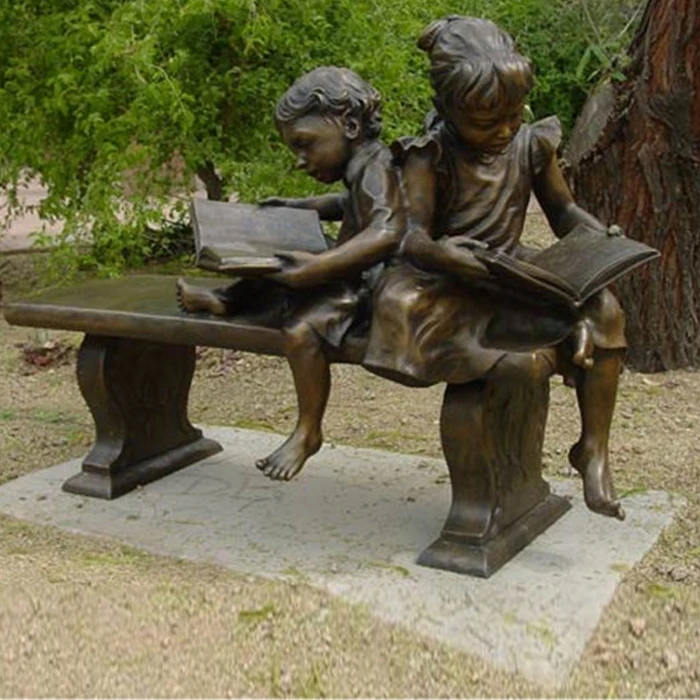 Garden Ornaments Life Size Child Reading Book Statues