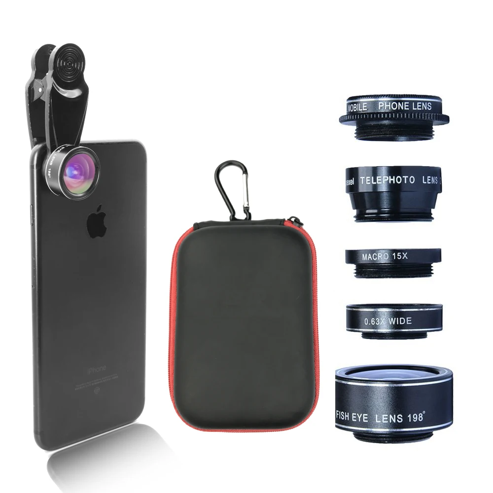 LIGINN 5 в 1 Широкоугольный объектив «рыбий глаз» для камеры iphone android