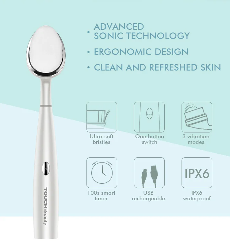 TOUCHBeauty portable waterproof electric vibrating sonic facial cleansing brush handheld facial cleanser face massager TB1781