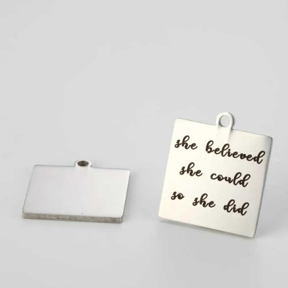 Wholesales silver necklace She Believed She Could So She Did stainless steel keychain for gift