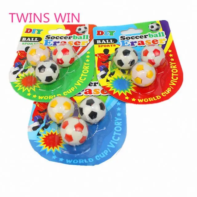 Germany latest new innovative stationery products for school and office popular 3d football shapes pencil rubber eraser set 590