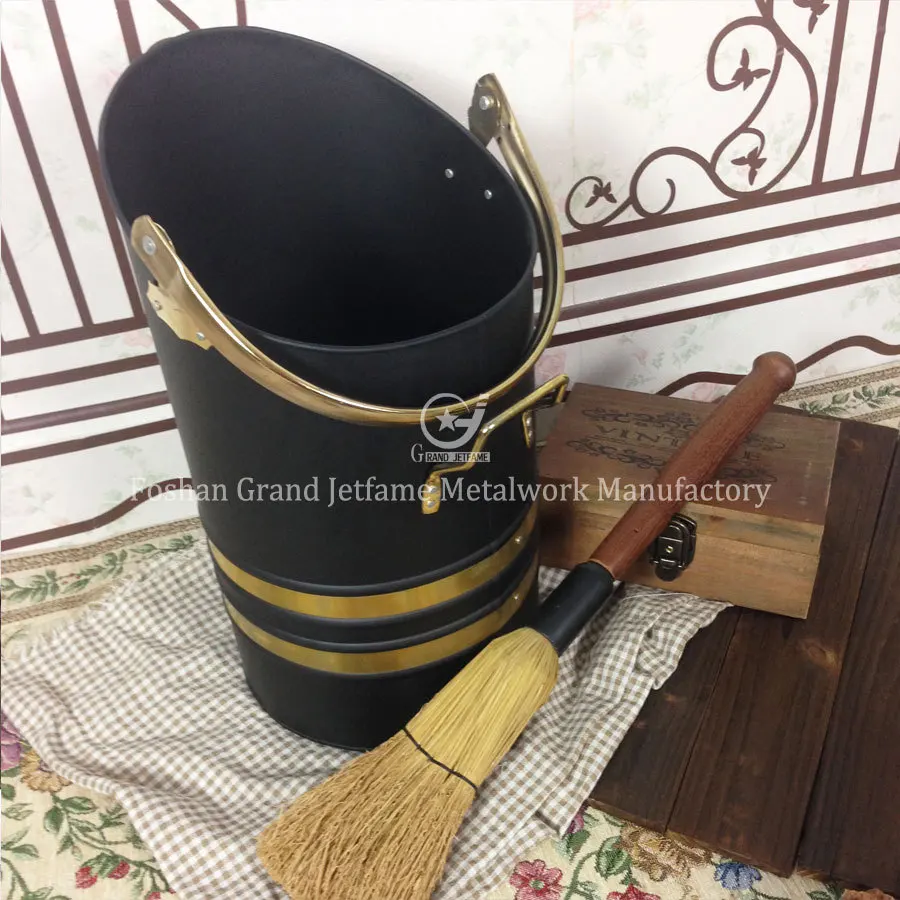 Аксессуары для камина, круглый металлический матовый черный угольный котел