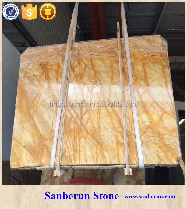 Perfect Italian giallo siena marble slab for countertop