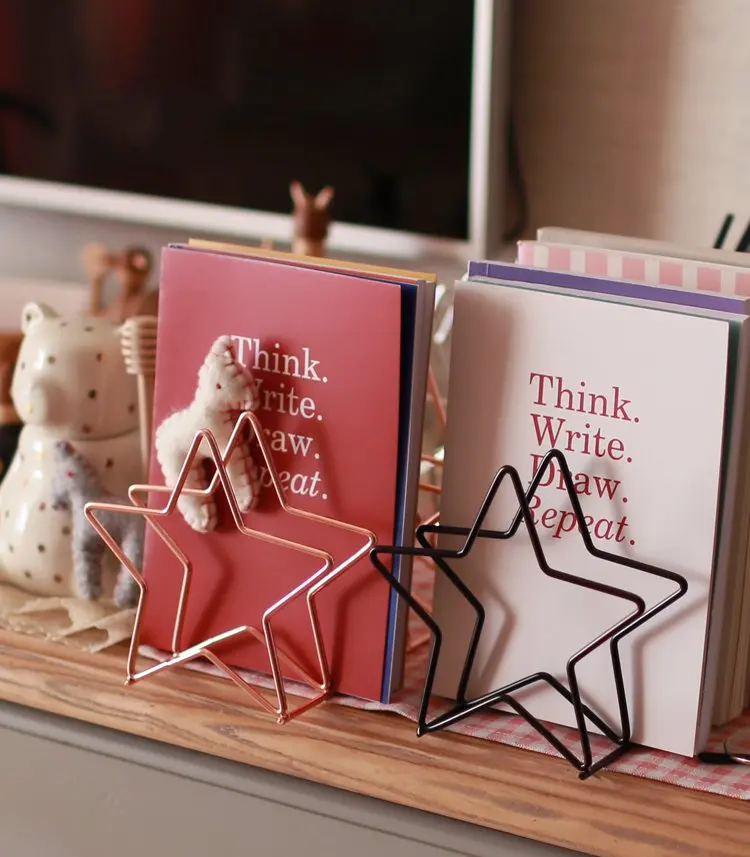Cute Animal Shape Bookends,Metal Office Desk Organizer for Books, Magazines