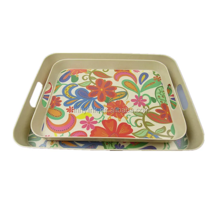 2022 Cheap Customized Rectangle Melamine Pizza Tray Picnic Tray Cake Serving Tray