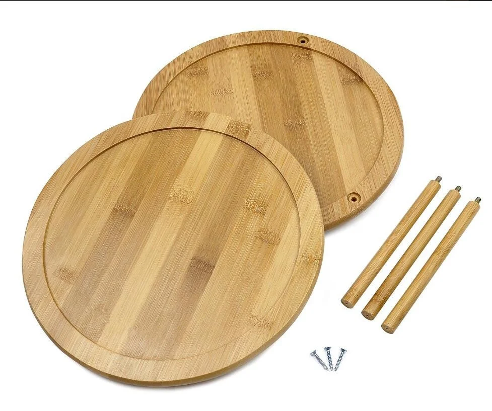 Bamboo round dining 2 tier lazy susan turntable for table wholesale