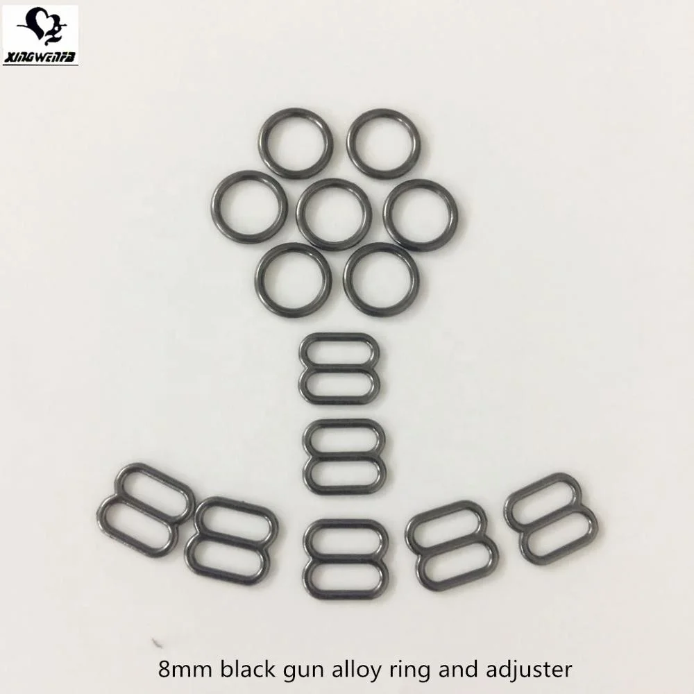 Экологически чистый 8 мм черный пистолет металлический купальник сплав кольцо и ползунок