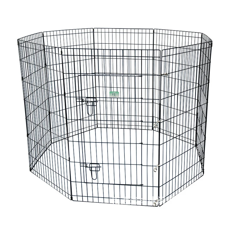 8 Panels 24 30 36 42 48Inch  Pet Playpen Foldable Metal Square Tube Dogs Exercise Pen Outdoor Dog Playpen Kennel Fence Wire Mesh