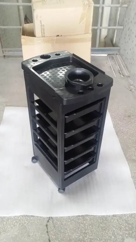 
KIKI NEWGAIN Wholesale Furniture Lockable black Barber hair beauty Salon Trolley With Wheels 