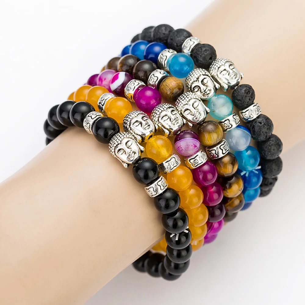 HOT sale Handmade natural Stone Beaded Stretch Buddha Bracelet