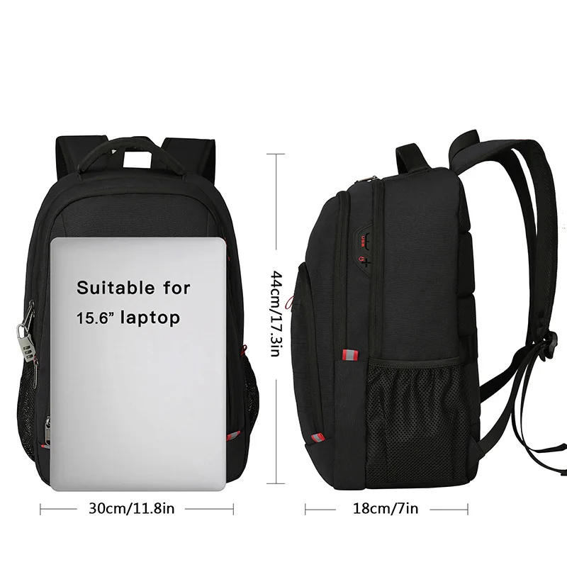 Large Capacity Unisex RFID Pockets Laptop Backpack Anti-Theft Waterproof  Oxford Polyester Zipper Travel College