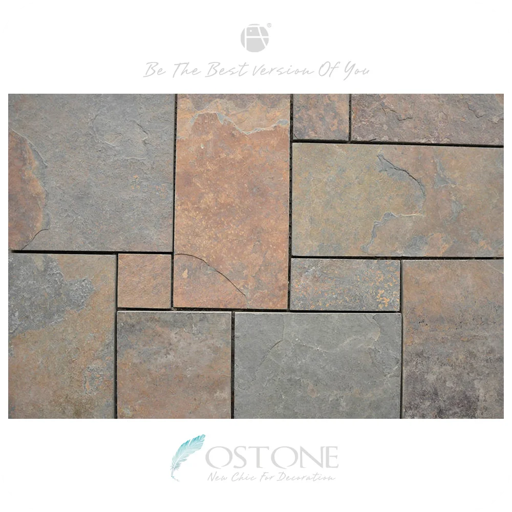 Square Rust Slate Flagstone Patio Stones And Backyard Sidewalk Pavers