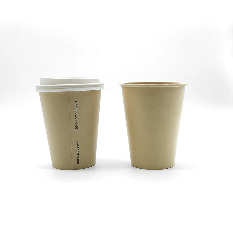 Одноразовая чашка из бамбуковой целлюлозы для кофе/чая, экологически чистая биоразлагаемая бумажная чашка