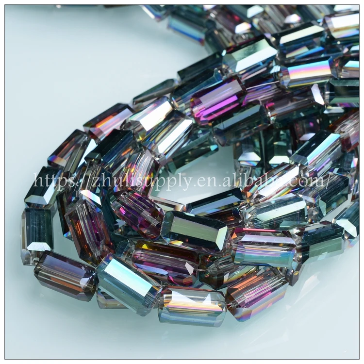 
Faceted Crystal Glass Rectangle Square Tube Crystal Long Cube Stick Beads 